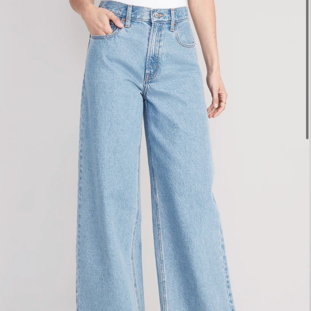 Three pairs of high waist baggy jeans